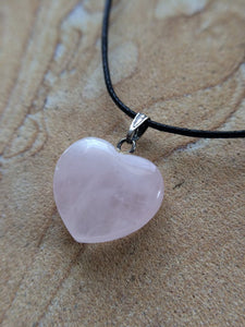 Rose Quartz Crystal Heart Pendant (Large)