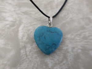 Turquoise Blue Howlite Crystal Heart Pendant