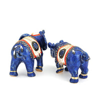 Load image into Gallery viewer, BLUE ELEPHANT & RHINO WITH TALISMAN FEATHERS AND ANTI-ROBBERY AMULET