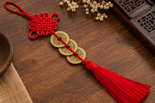 Load image into Gallery viewer, Three I-Ching Coins with Mystic Knot