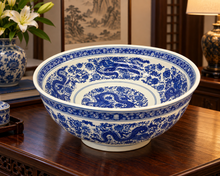 Load image into Gallery viewer, Blue &amp; White Decorative Porcelain Bowl