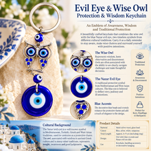 Load image into Gallery viewer, Evil Eye &amp; Wise Owl – Protection &amp; Wisdom Keychain