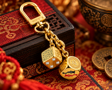 Load image into Gallery viewer, Fortune &amp; Victory Dice Keychain