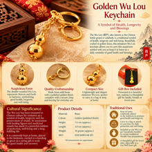 Load image into Gallery viewer, Golden Wu Lou – Health &amp; Longevity Keychain