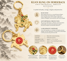 Load image into Gallery viewer, Kuan Kung on Horseback Anti-Betrayal Keychain