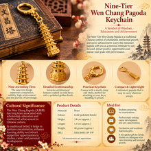 Load image into Gallery viewer, Nine-Tier Wen Chang Pagoda – Wisdom &amp; Achievement Keychain