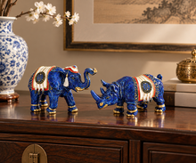 Load image into Gallery viewer, Blue Elephant &amp; Rhinoceros – Symbols of Protection