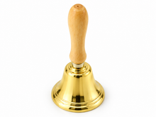 Load image into Gallery viewer, Traditional Brass-Finish Handbell with Wooden Handle