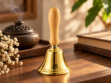 Load image into Gallery viewer, Traditional Brass-Finish Handbell with Wooden Handle