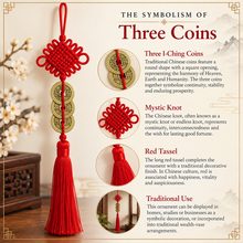 Load image into Gallery viewer, Three I-Ching Coins with Mystic Knot