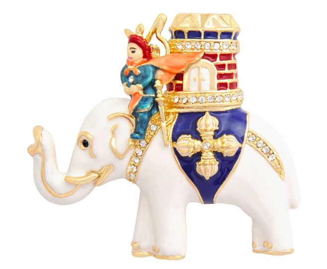 WARRIOR ON ELEPHANT BROOCH