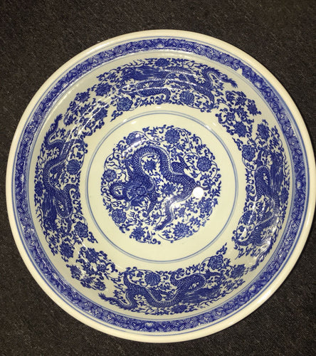 Blue & White Water Fountain Bowl