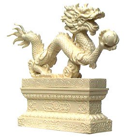 Dragon Statue Ivory on Stand