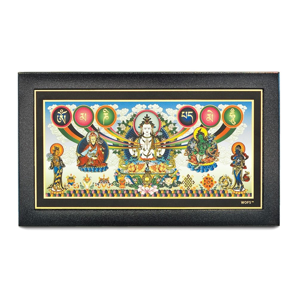 4 Armed Chenrezig (Om Mani Padme Hum Blessing) Plaque - limited stock