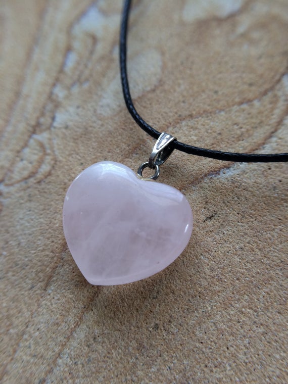 Rose Quartz Crystal Heart Pendant (Large)